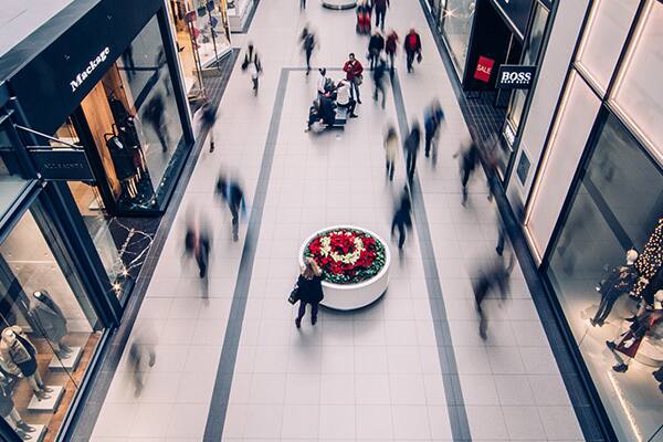 shopping mall with retail stores