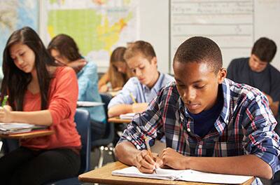 Students writing exam