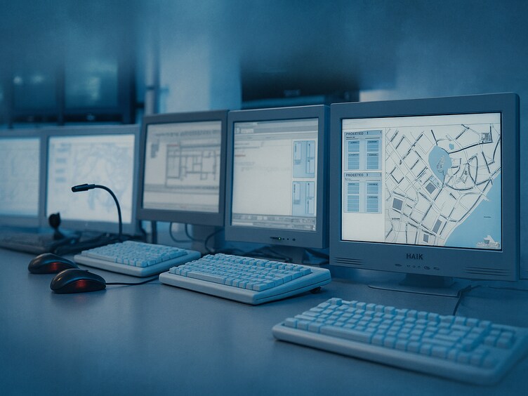 Group of monitors displaying